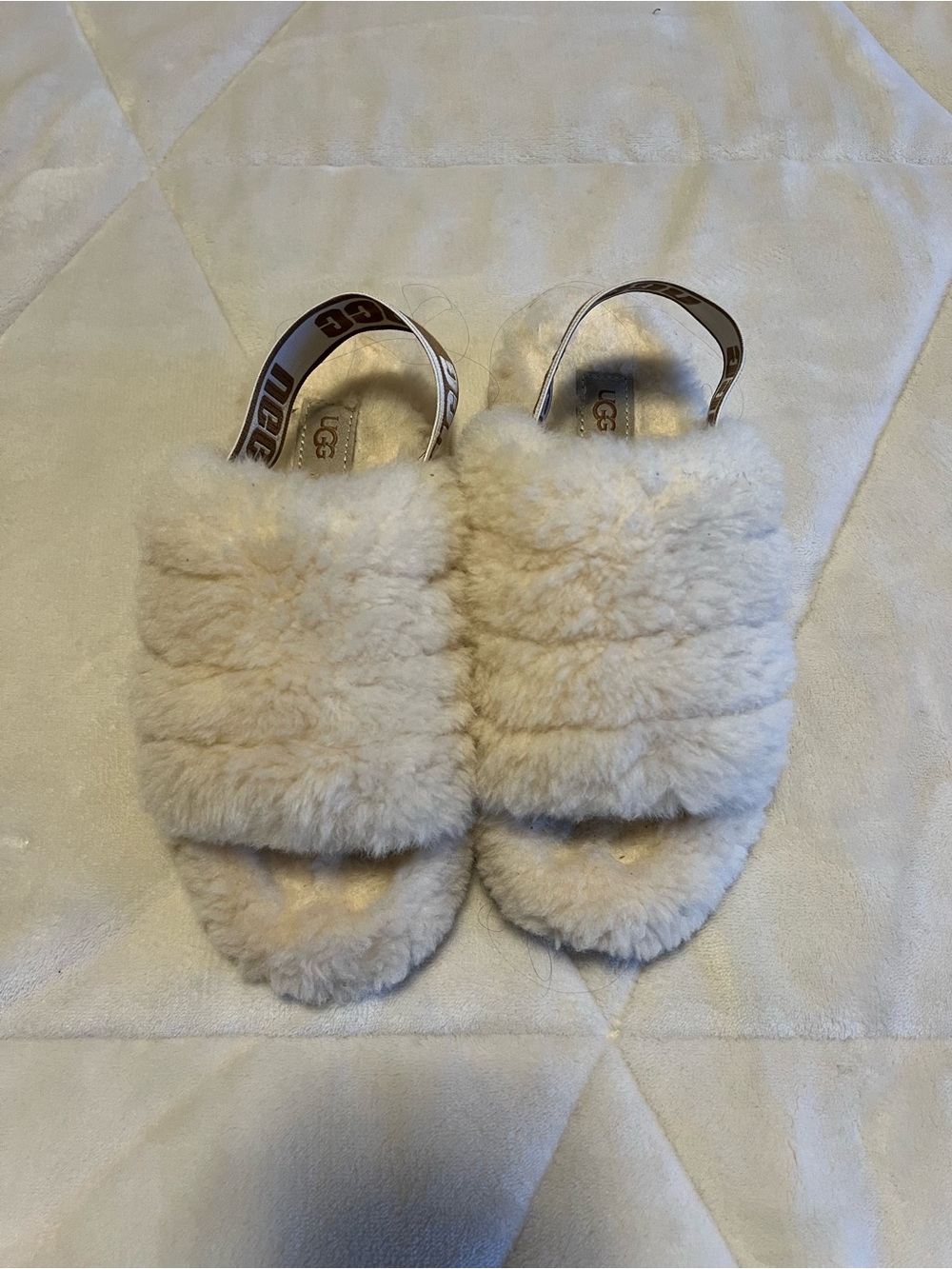 UGG Women's Fluff Slide Slingback Sandals in Cream